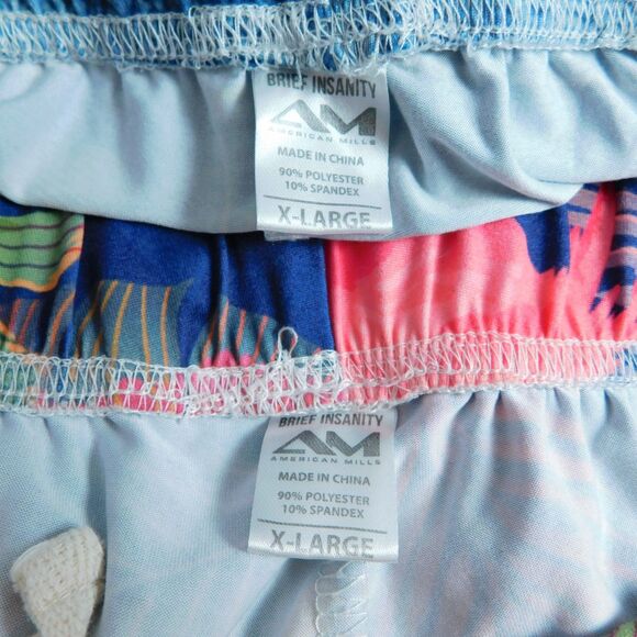 Brief Insanity Lounge Pants XL Lof of 2 Denim Flamingos Pull-On Elastic Comfort - Picture 7 of 10